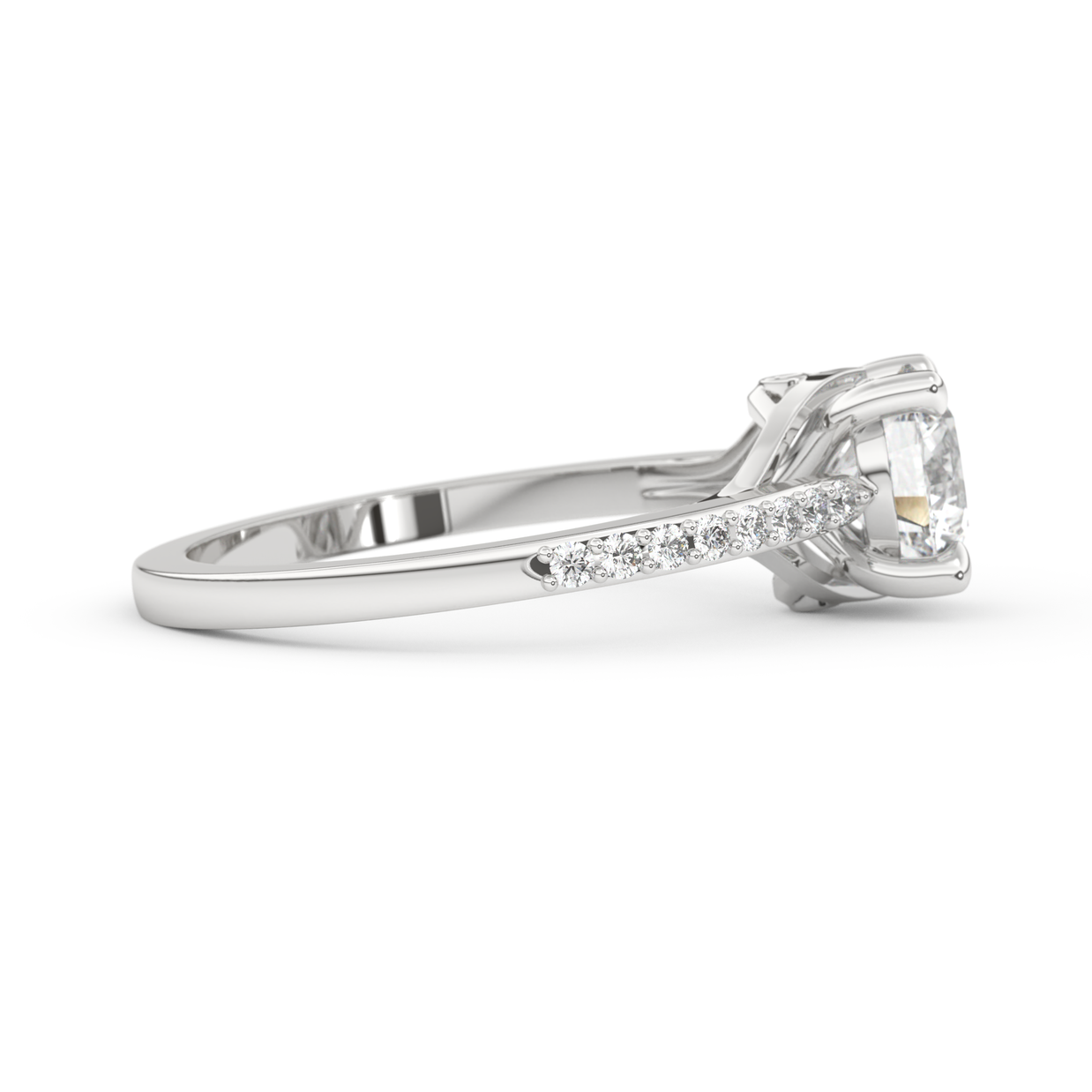 White gold - Central diamond 1.0 ct - view 3