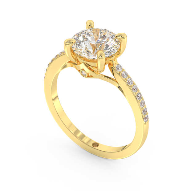 Yellow gold - Central diamond 2.0 ct - view 1