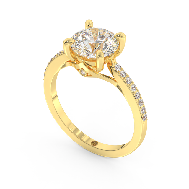 Yellow gold - Central diamond 2.0 ct - view 1
