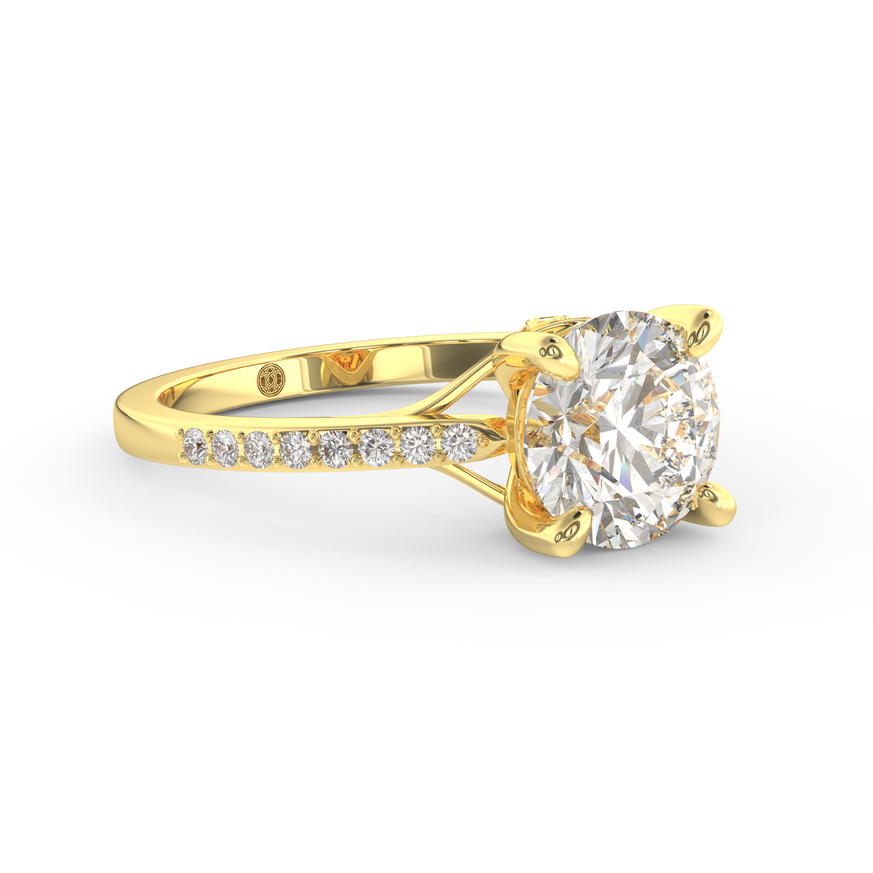 Yellow gold - Central diamond 2.0 ct - view 3