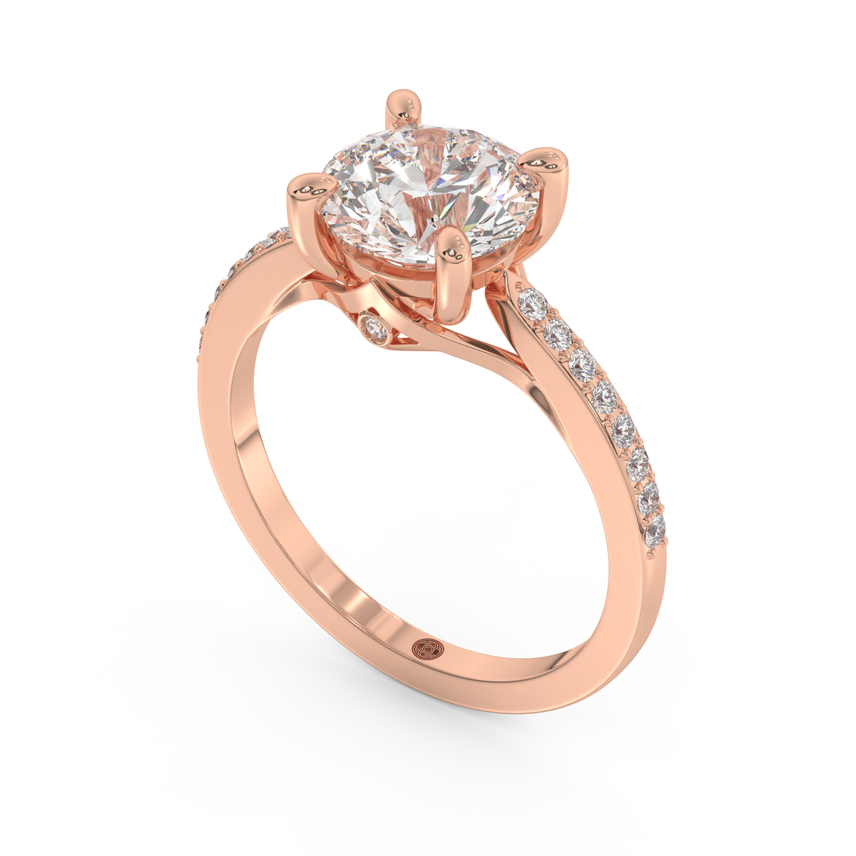Rose gold - Central diamond 2.0 ct - view 1