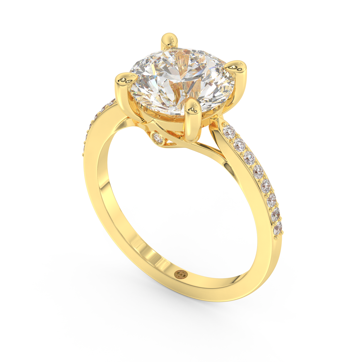 Yellow gold - Central diamond 3.0 ct - view 1