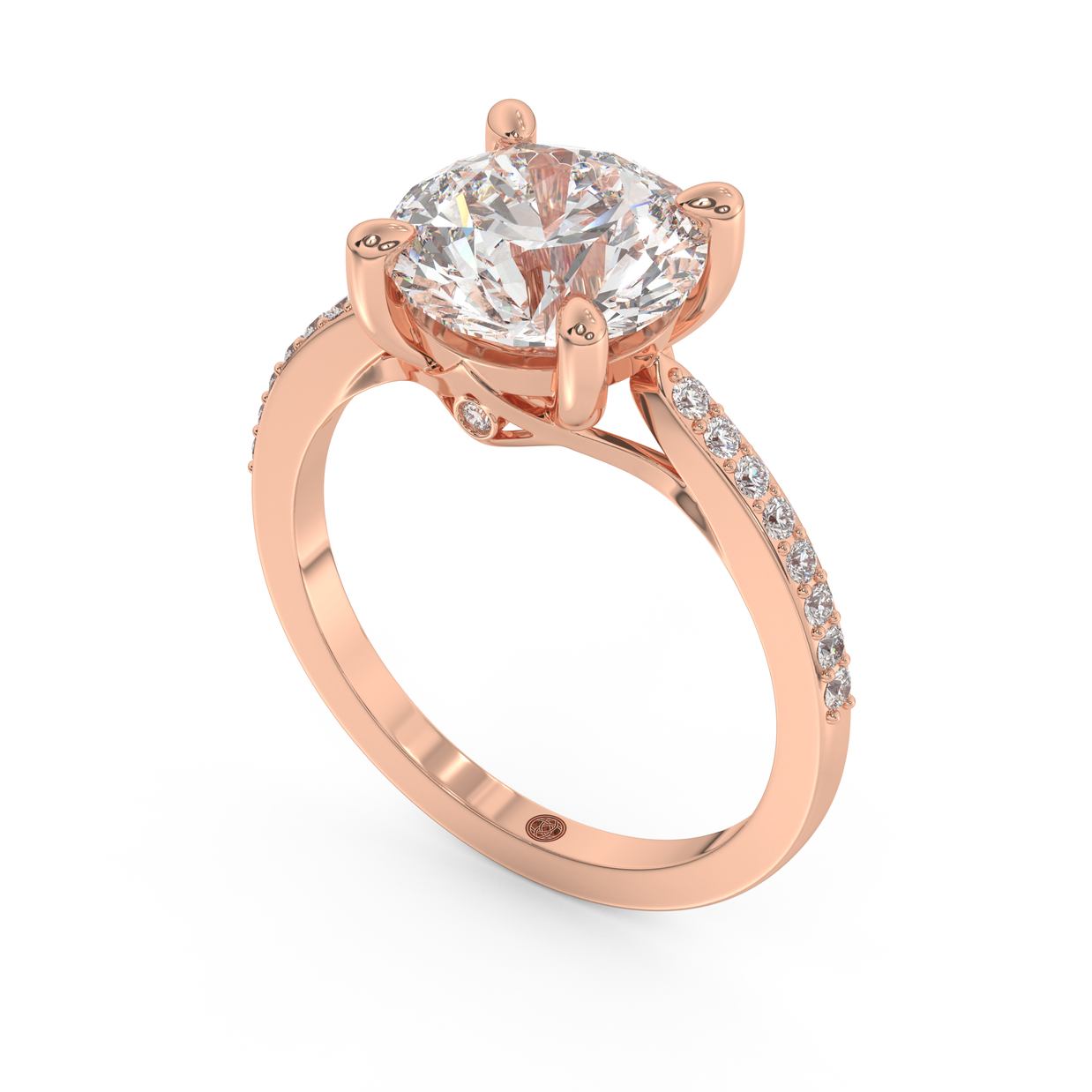 Rose gold - Central diamond 3.0 ct - view 1