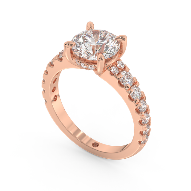 Rose gold - Central diamond 2.0 ct - view 1