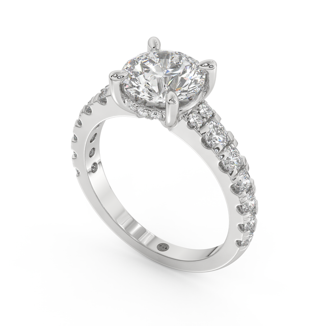 White gold - Central diamond 2.0 ct - view 1