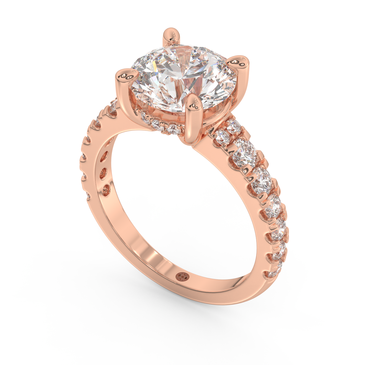 Rose gold - Central diamond 3.0 ct - view 1