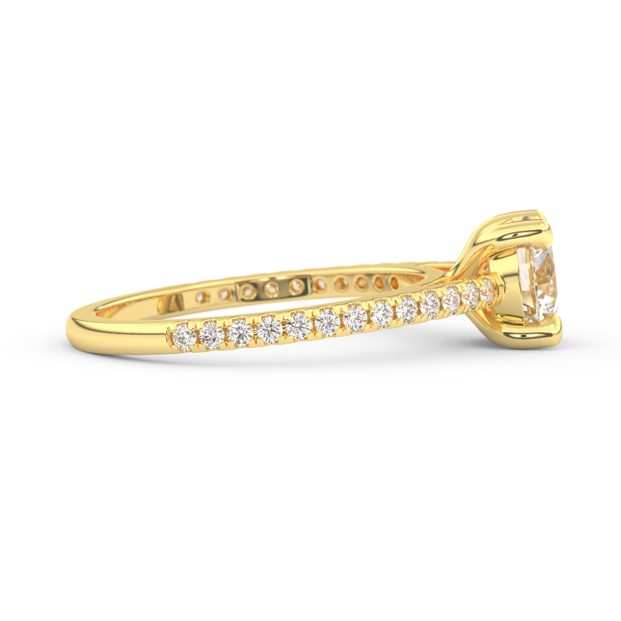 Yellow gold - Central diamond 1.0 ct - view 3