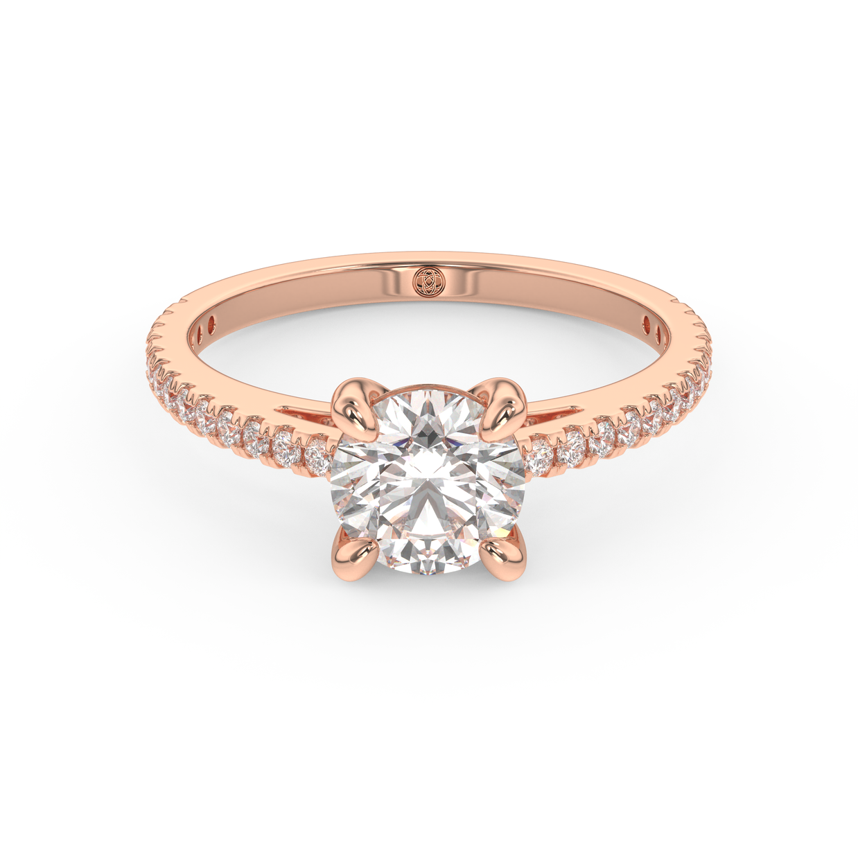 Rose gold - Central diamond 1.0 ct - view 2