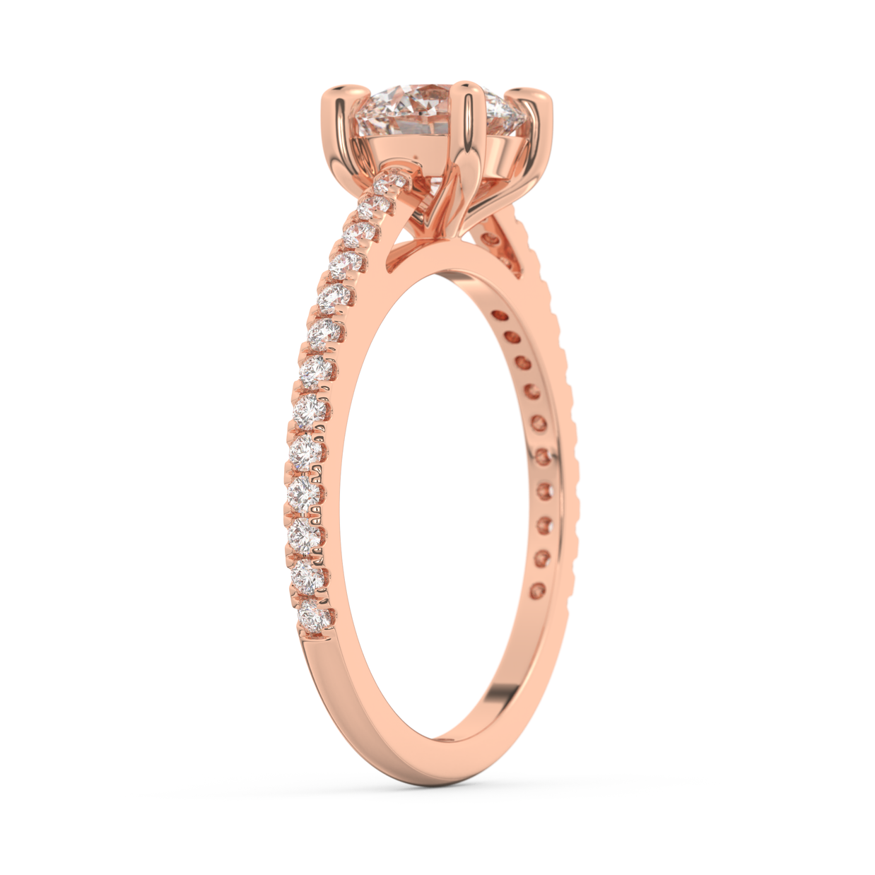 Rose gold - Central diamond 1.0 ct - view 5