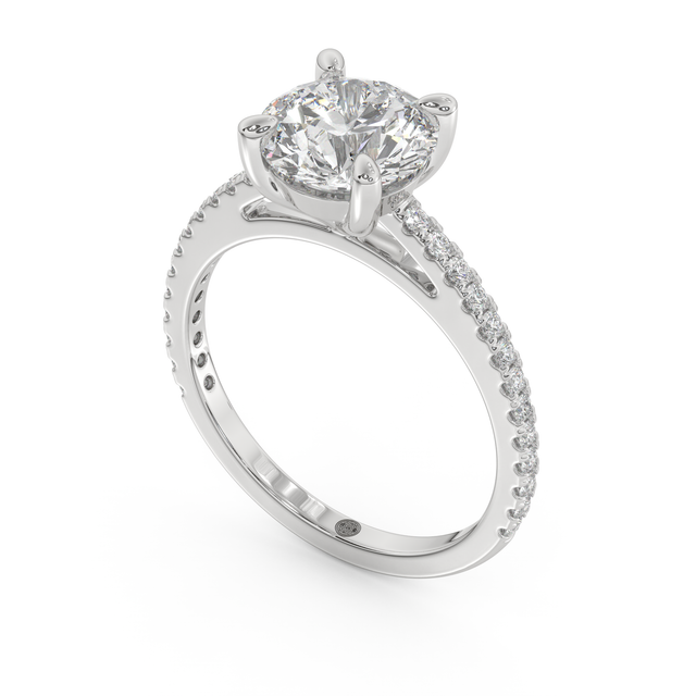 White gold - Central diamond 2.0 ct - view 1