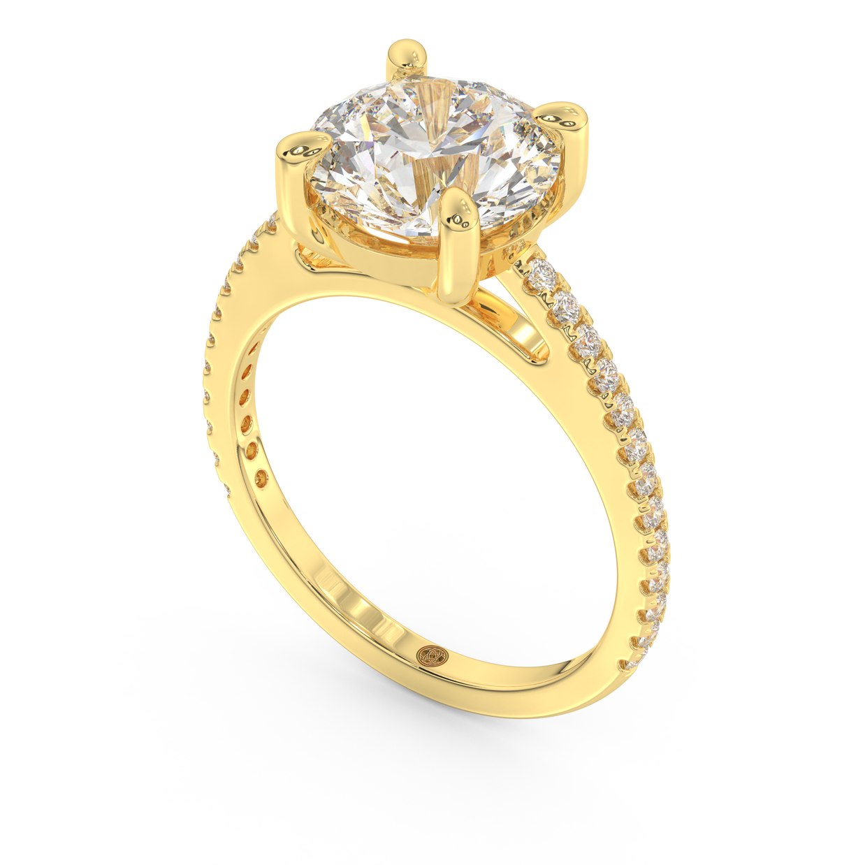 Yellow gold - Central diamond 3.0 ct - view 1