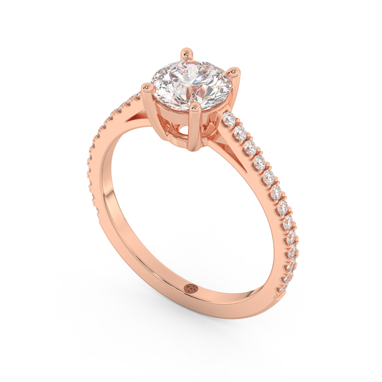 Rose gold - Central diamond 1.0 ct - view 1