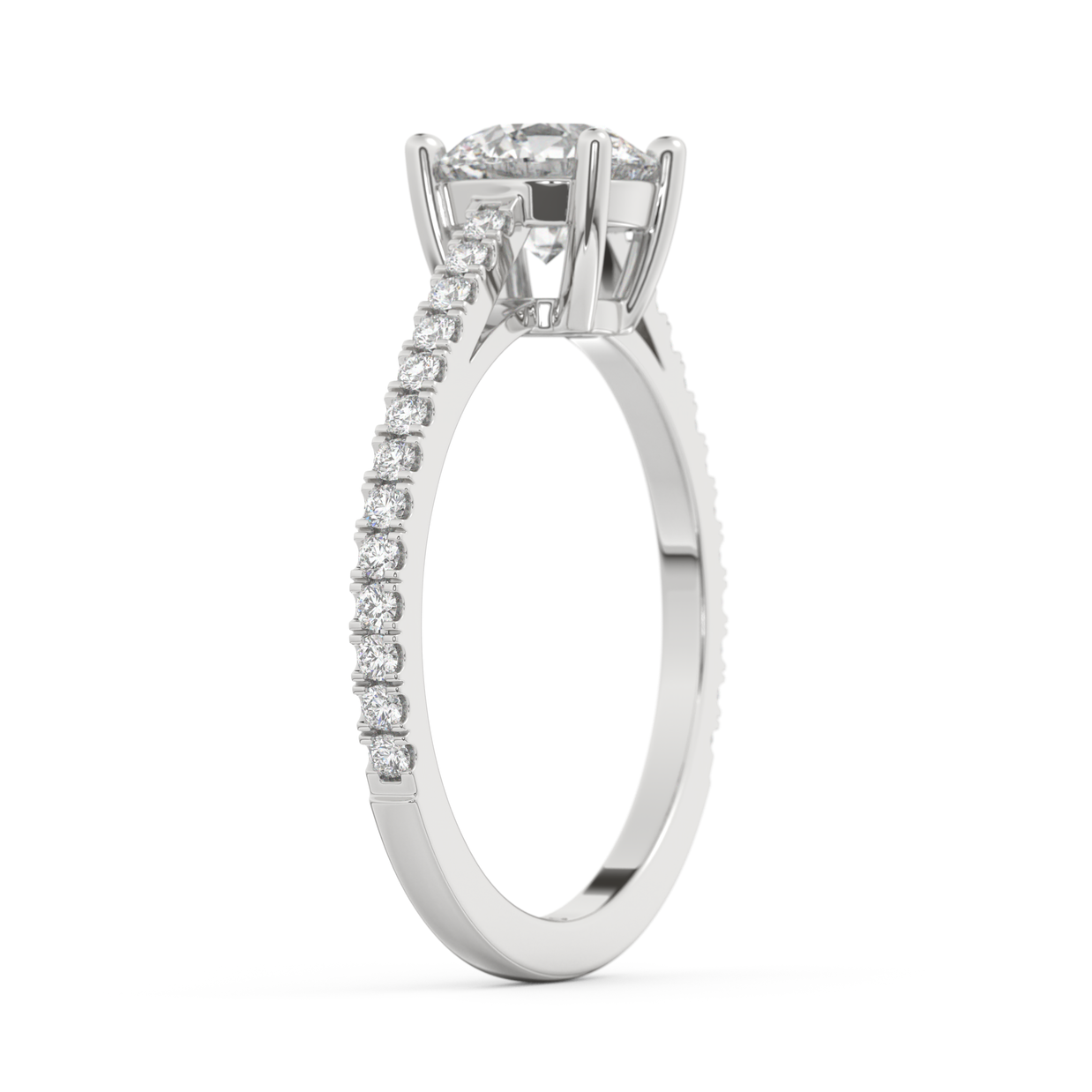 White gold - Central diamond 1.0 ct - view 5