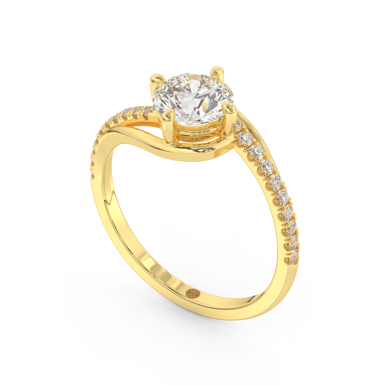 Yellow gold - Central diamond 1.0 ct - view 1