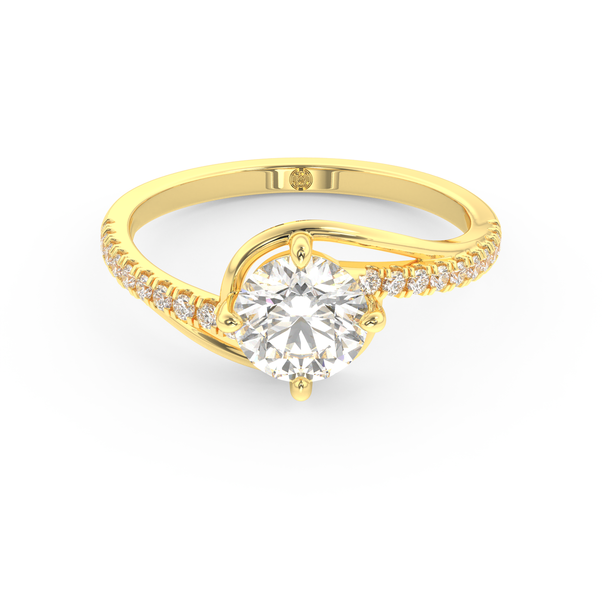 Yellow gold - Central diamond 1.0 ct - view 2