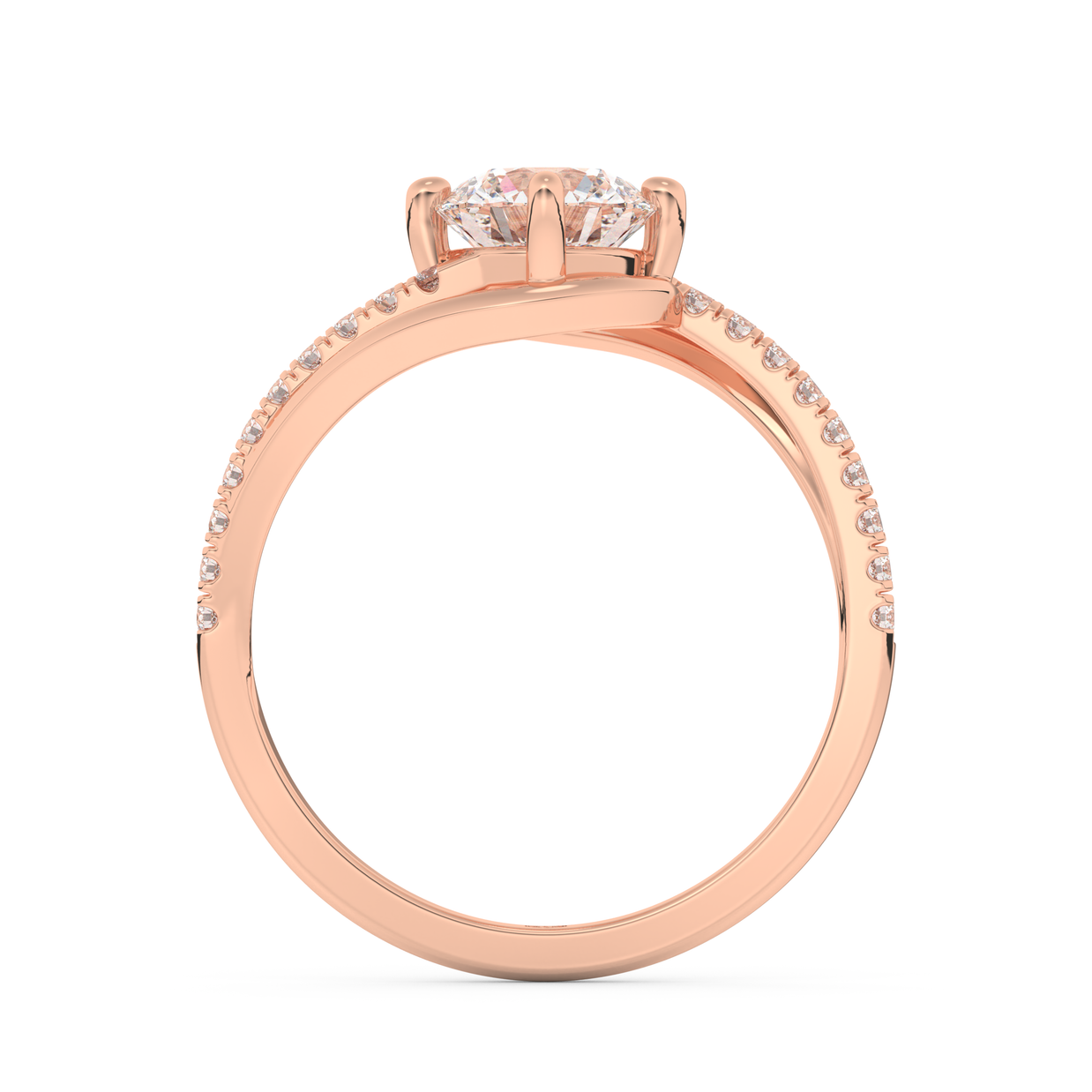 Rose gold - Central diamond 1.0 ct - view 6