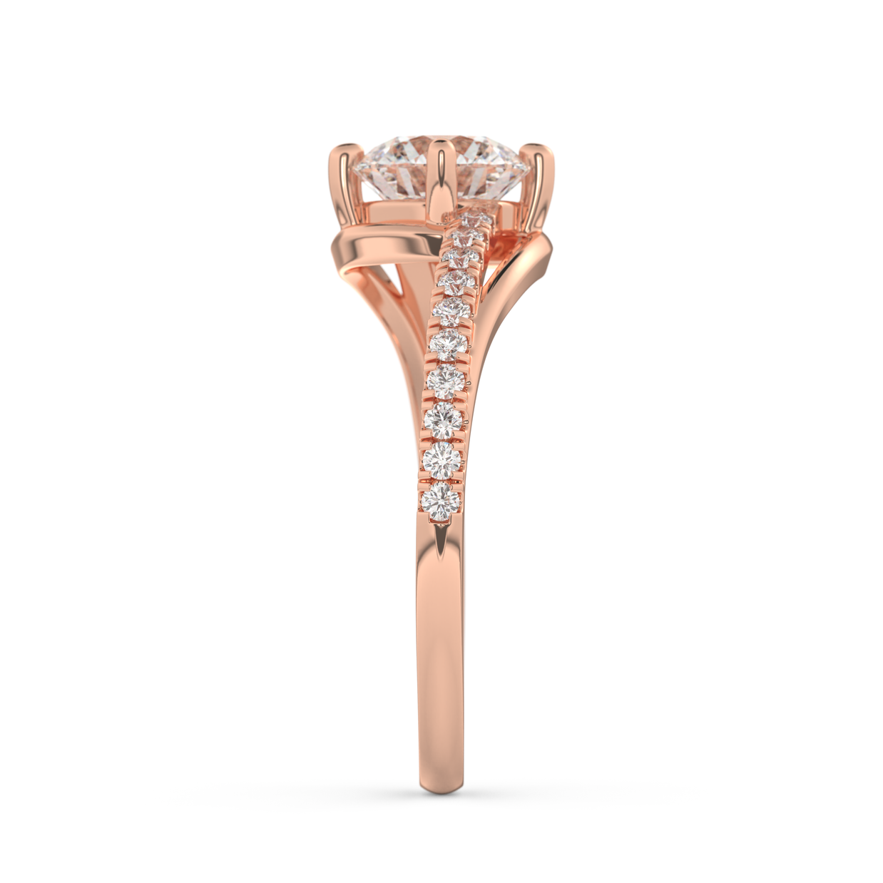 Rose gold - Central diamond 1.0 ct - view 7