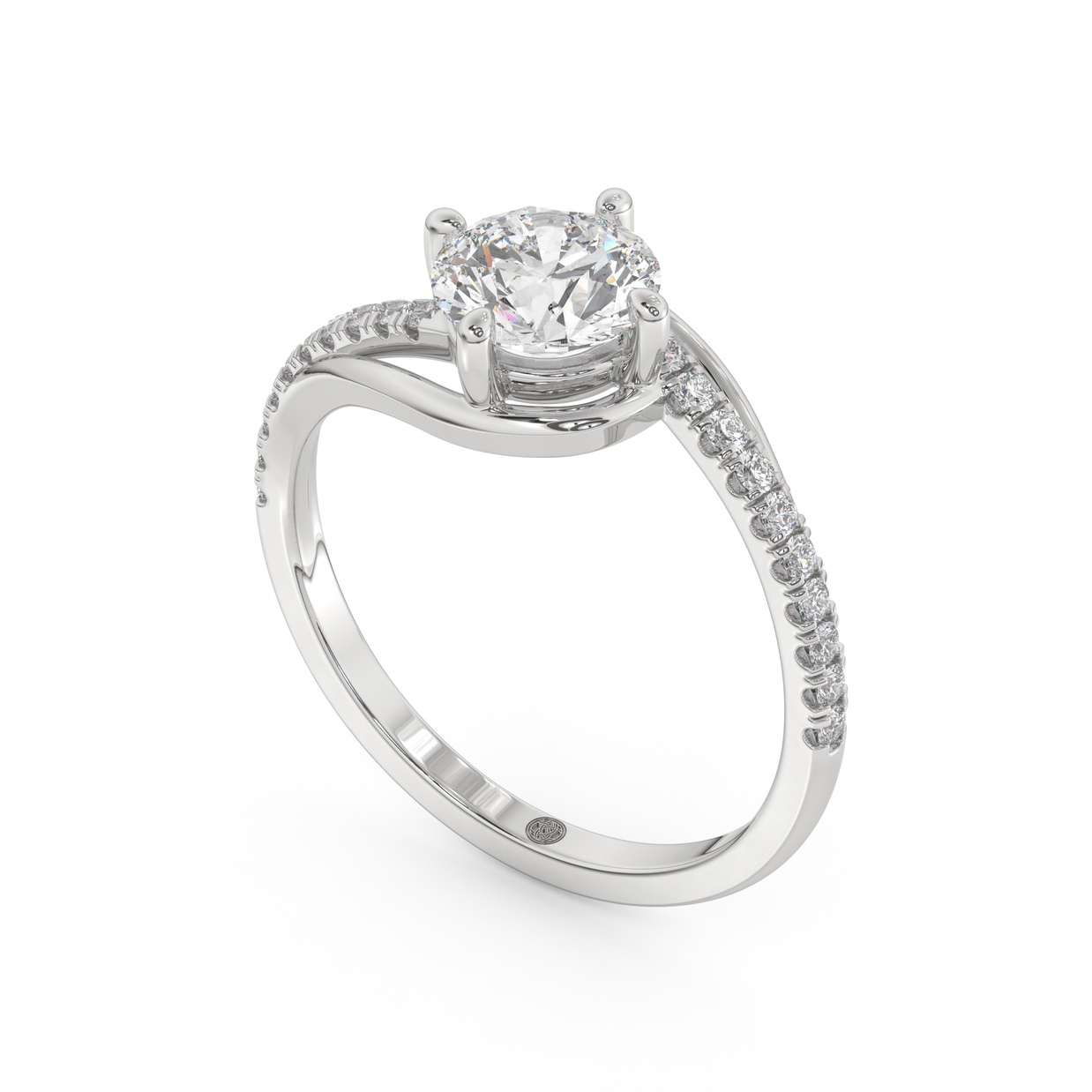 White gold - Central diamond 1.0 ct - view 1