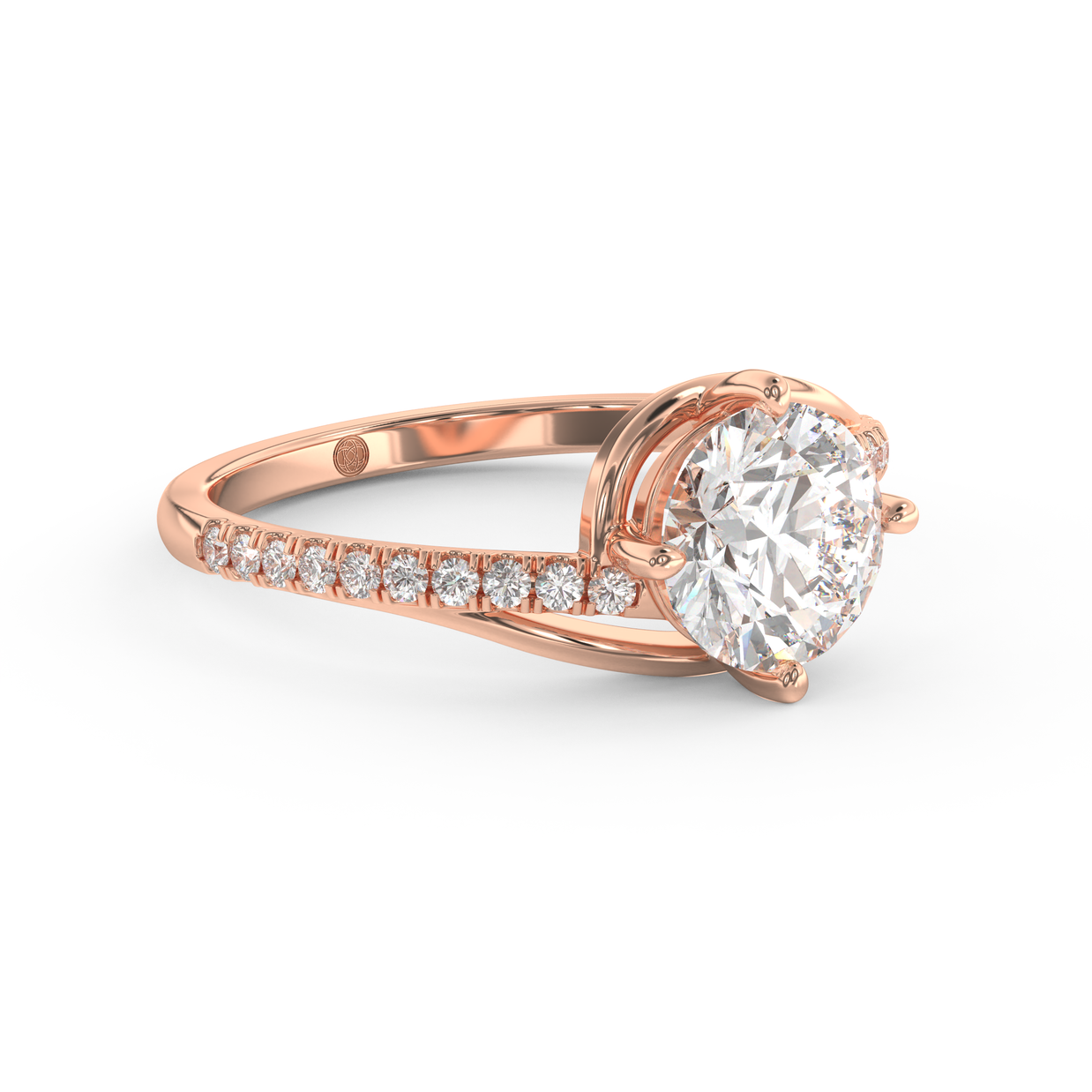 Rose gold - Central diamond 1.5 ct - view 3