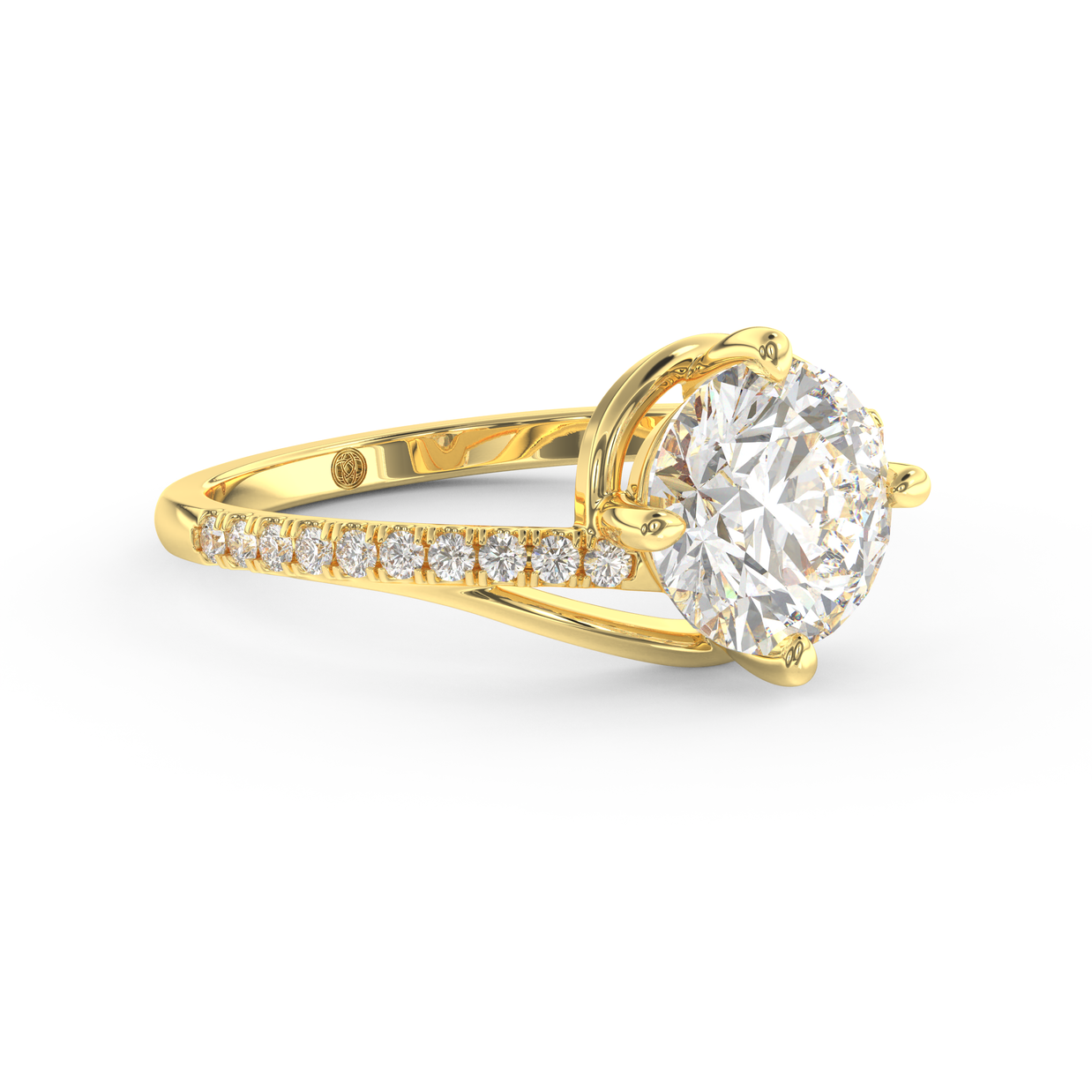 Yellow gold - Central diamond 2.0 ct - view 3