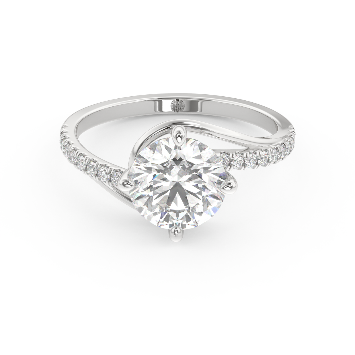 White gold - Central diamond 2.0 ct - view 2
