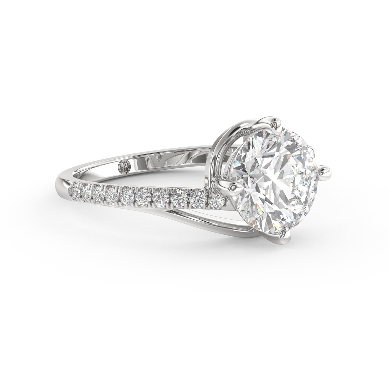 White gold - Central diamond 2.0 ct - view 3