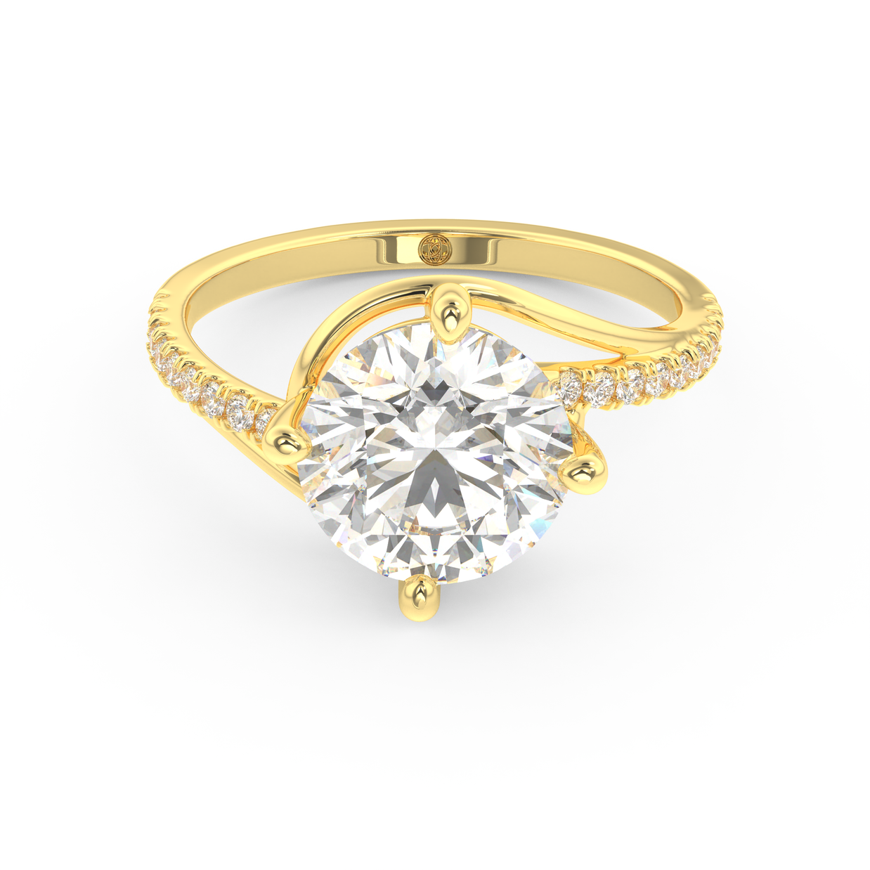Yellow gold - Central diamond 3.0 ct - view 2