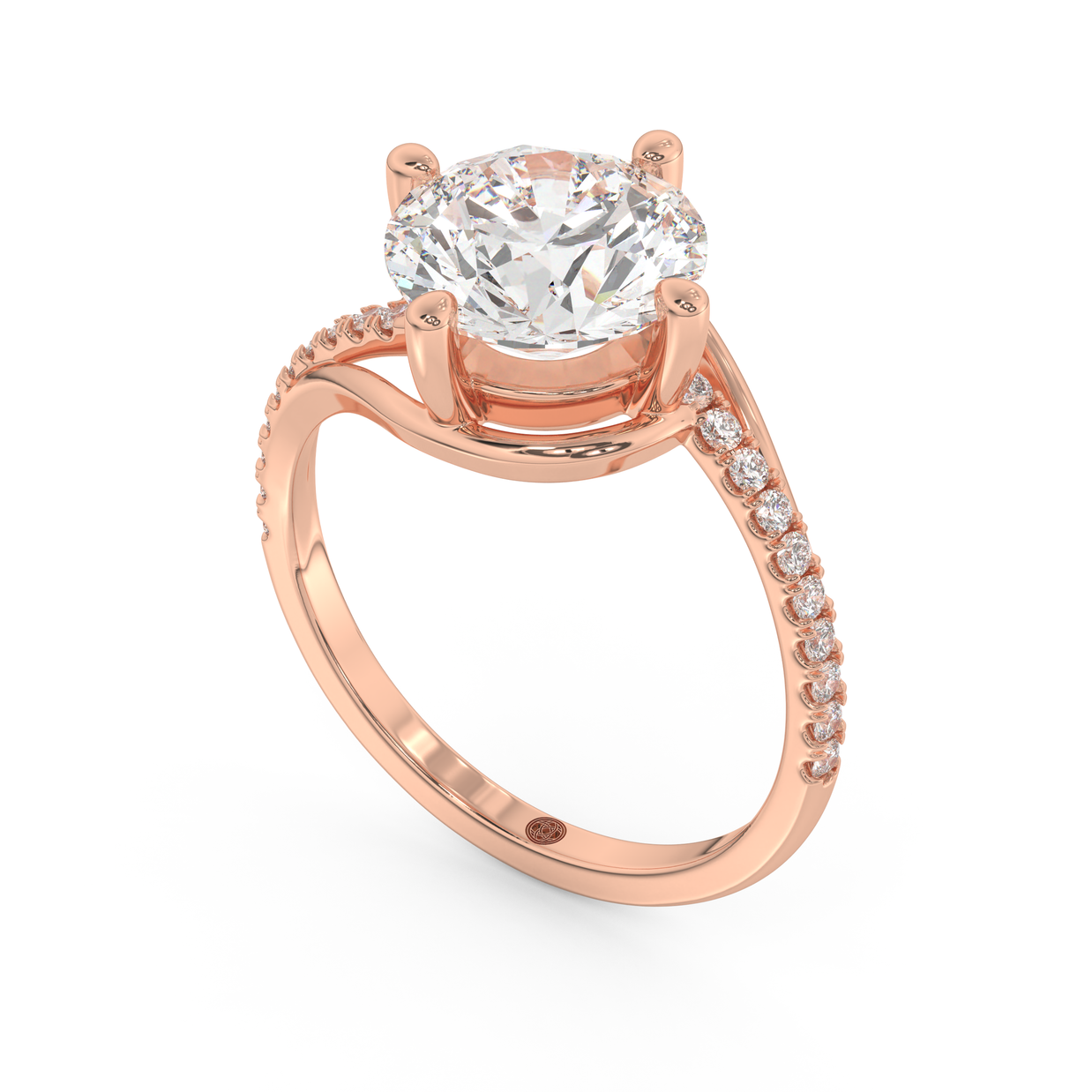 Rose gold - Central diamond 3.0 ct - view 1