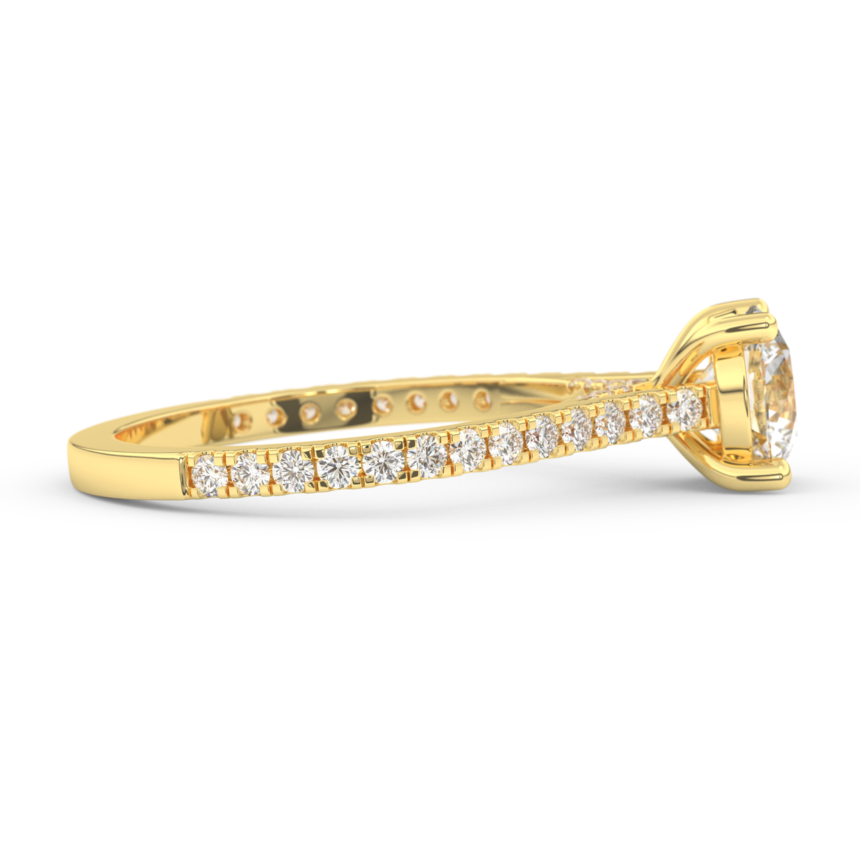 Yellow gold - Central diamond 1.0 ct - view 3