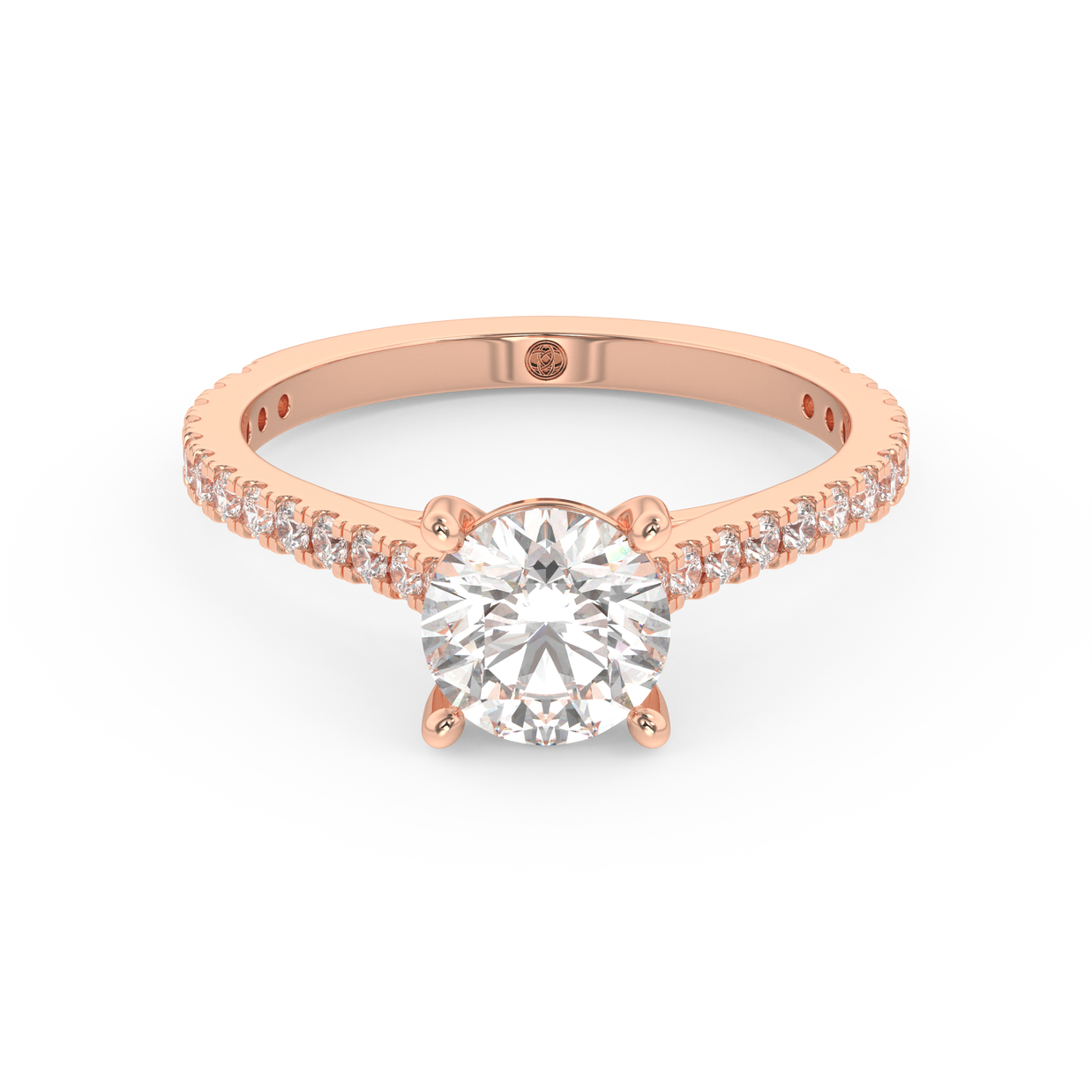 Rose gold - Central diamond 1.0 ct - view 2