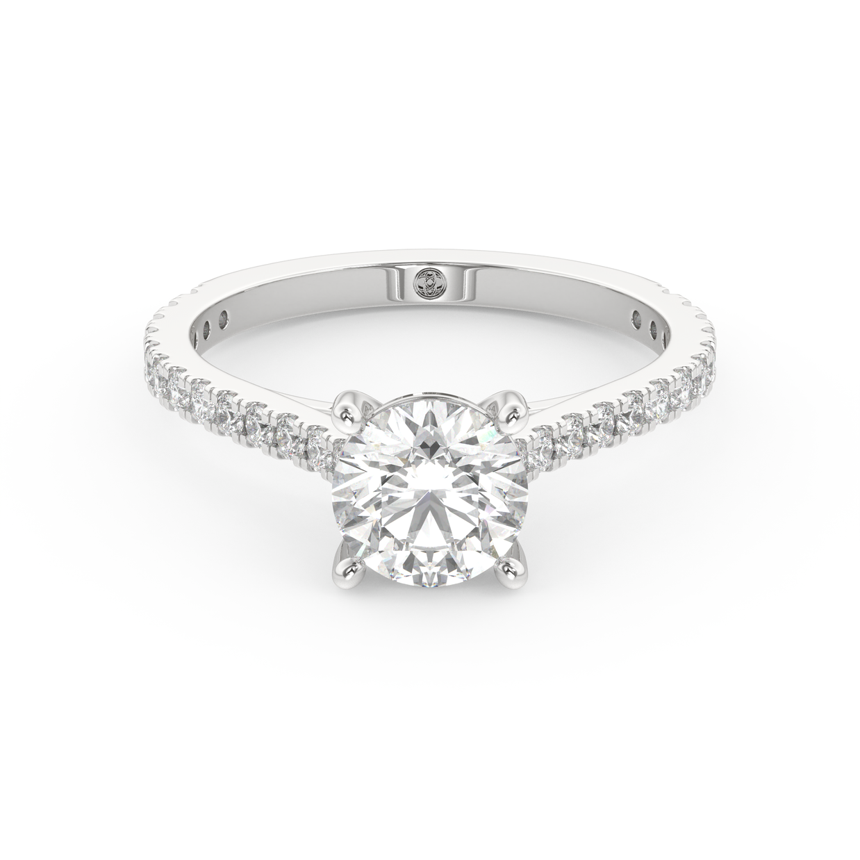 White gold - Central diamond 1.0 ct - view 2