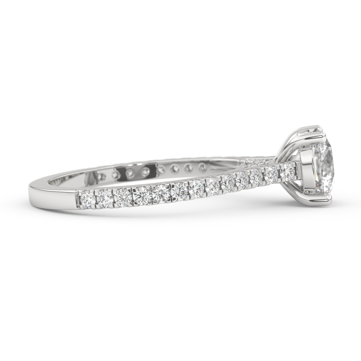 White gold - Central diamond 1.0 ct - view 3