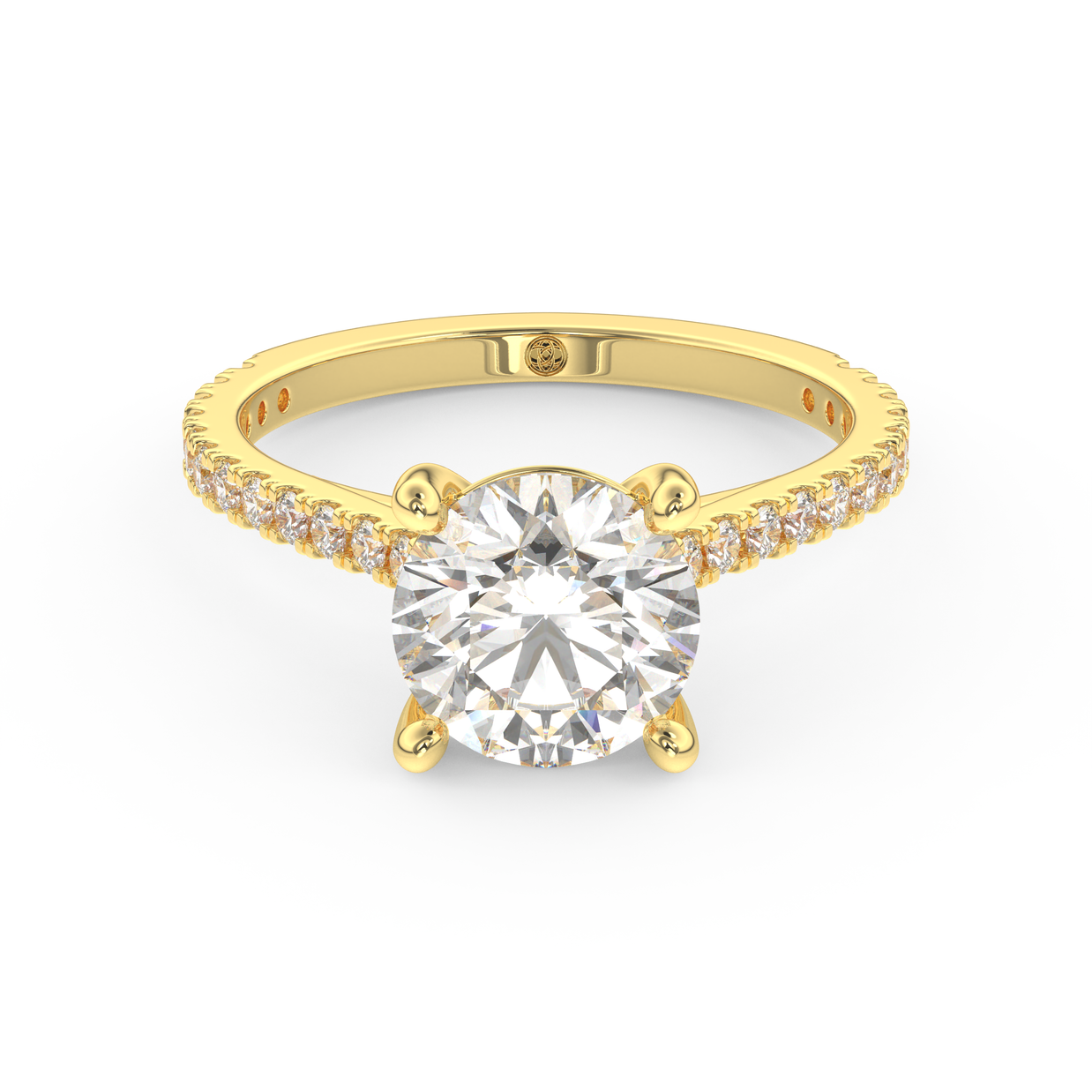 Yellow gold - Central diamond 2.0 ct - view 2