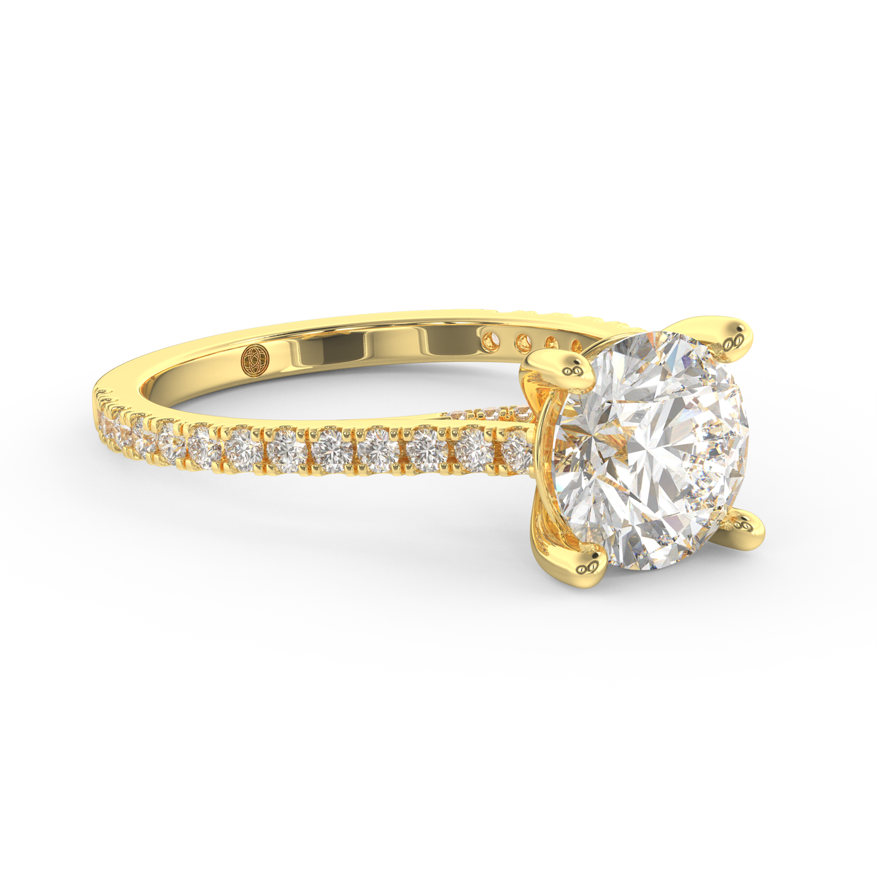 Yellow gold - Central diamond 2.0 ct - view 3