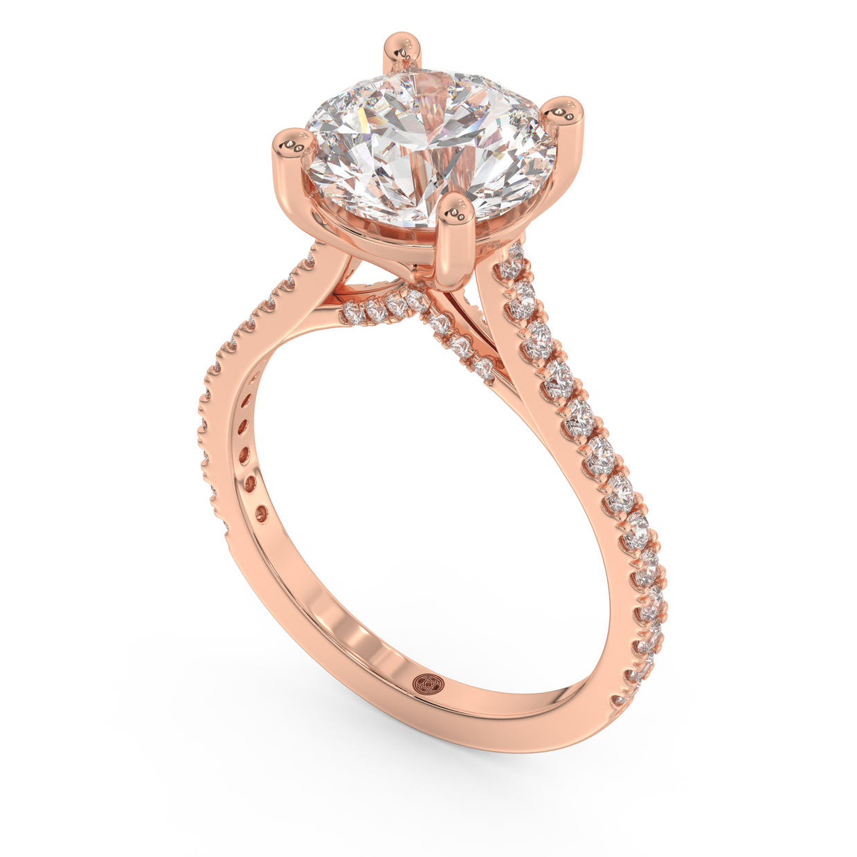 Rose gold - Central diamond 3.0 ct - view 1