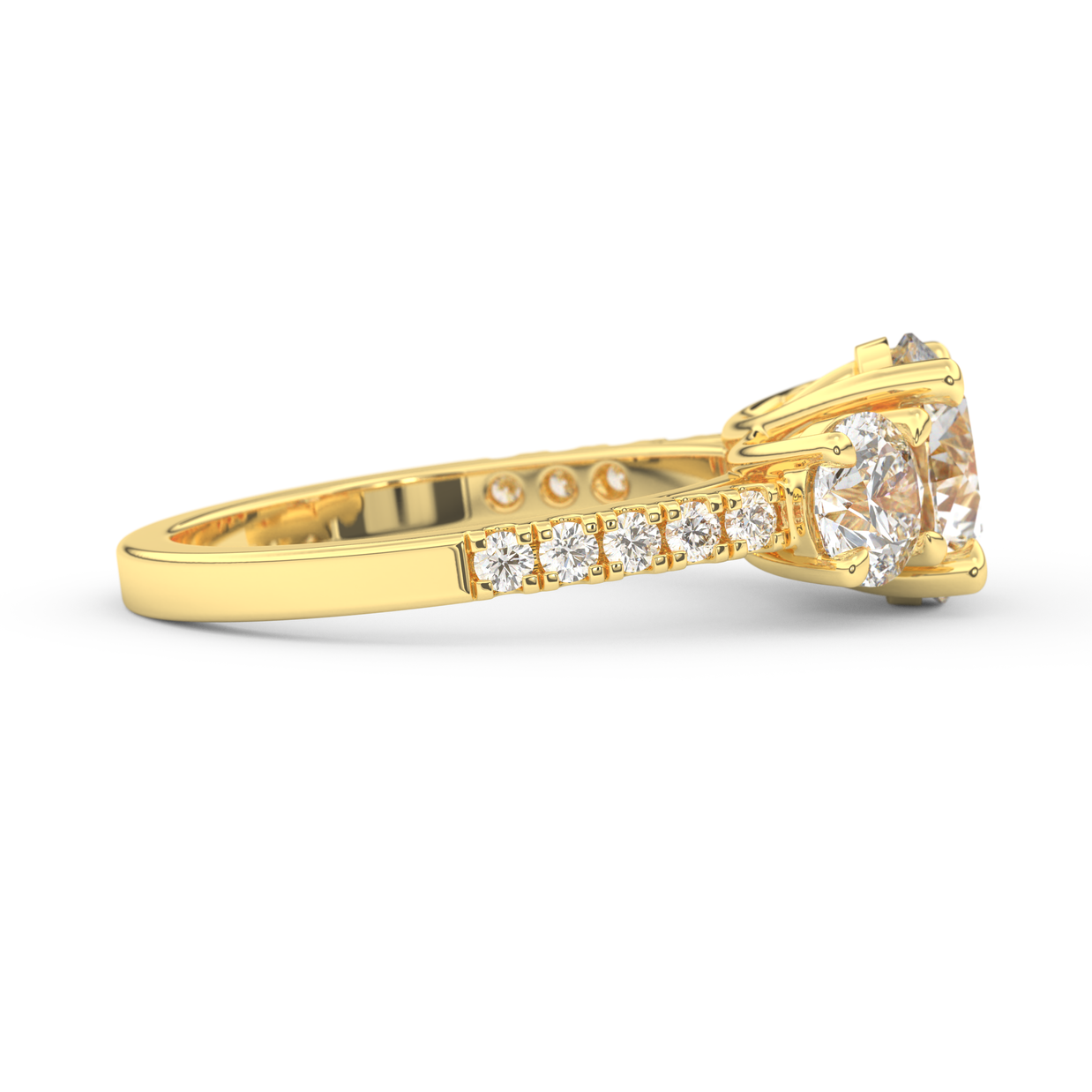 Yellow gold - Central diamond 2.0 ct - view 3