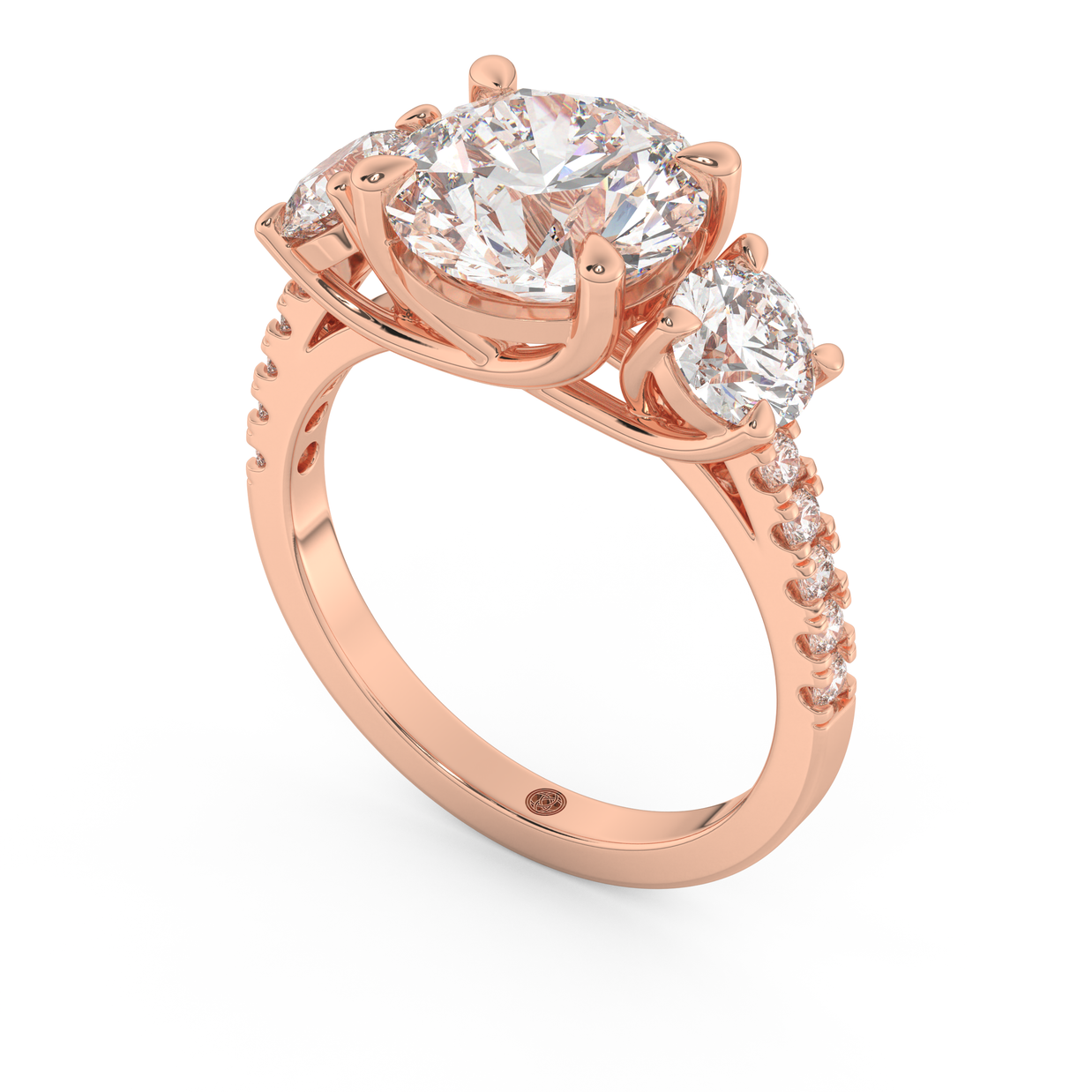 Rose gold - Central diamond 3.0 ct - view 1