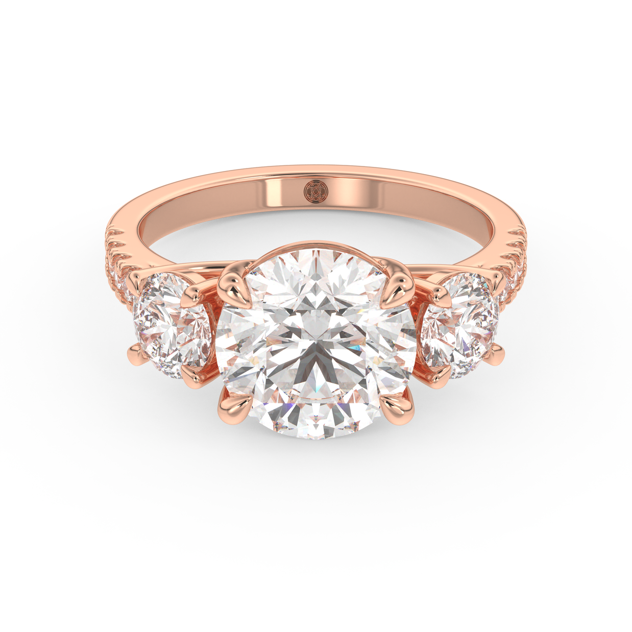 Rose gold - Central diamond 3.0 ct - view 2